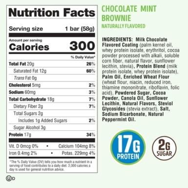 Lenny & Larry's Wafer Bars 12/Box Nutrition Facts