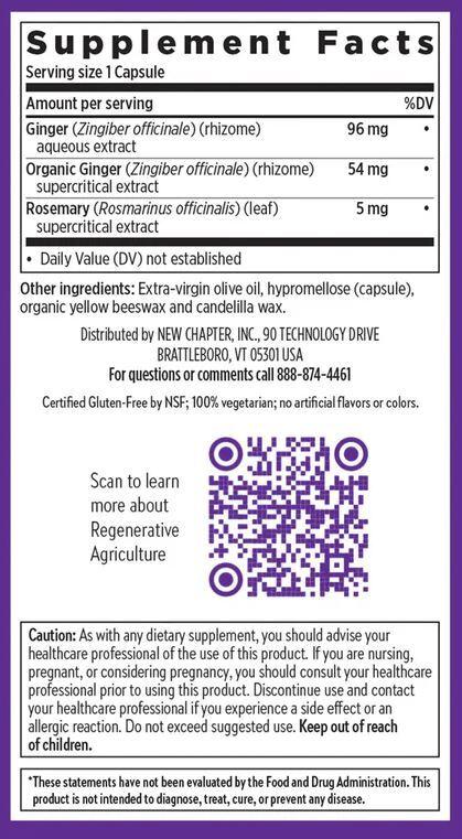 New Chapter Ginger Force 30 Veggie Capsules Supp Facts
