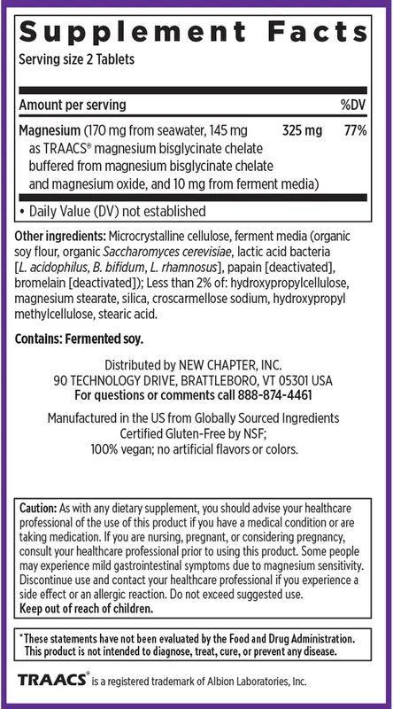 New Chapter Magnesium Complex 180 Tablets Supplement Facts