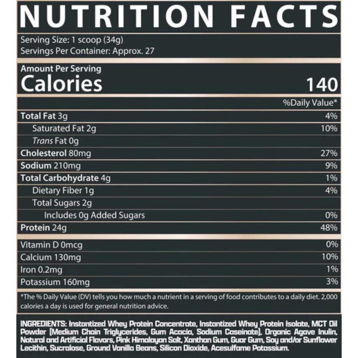 Nutrex 100% Premium Whey Protein 2lb Nutrition Facts