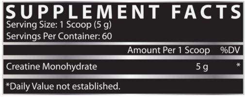 Nutrex Research Creatine Monohydrate 300 Grams Supplement Facts