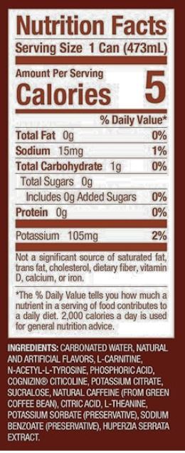 RYSE Energy Drink RTD 12 Case Supp Facts