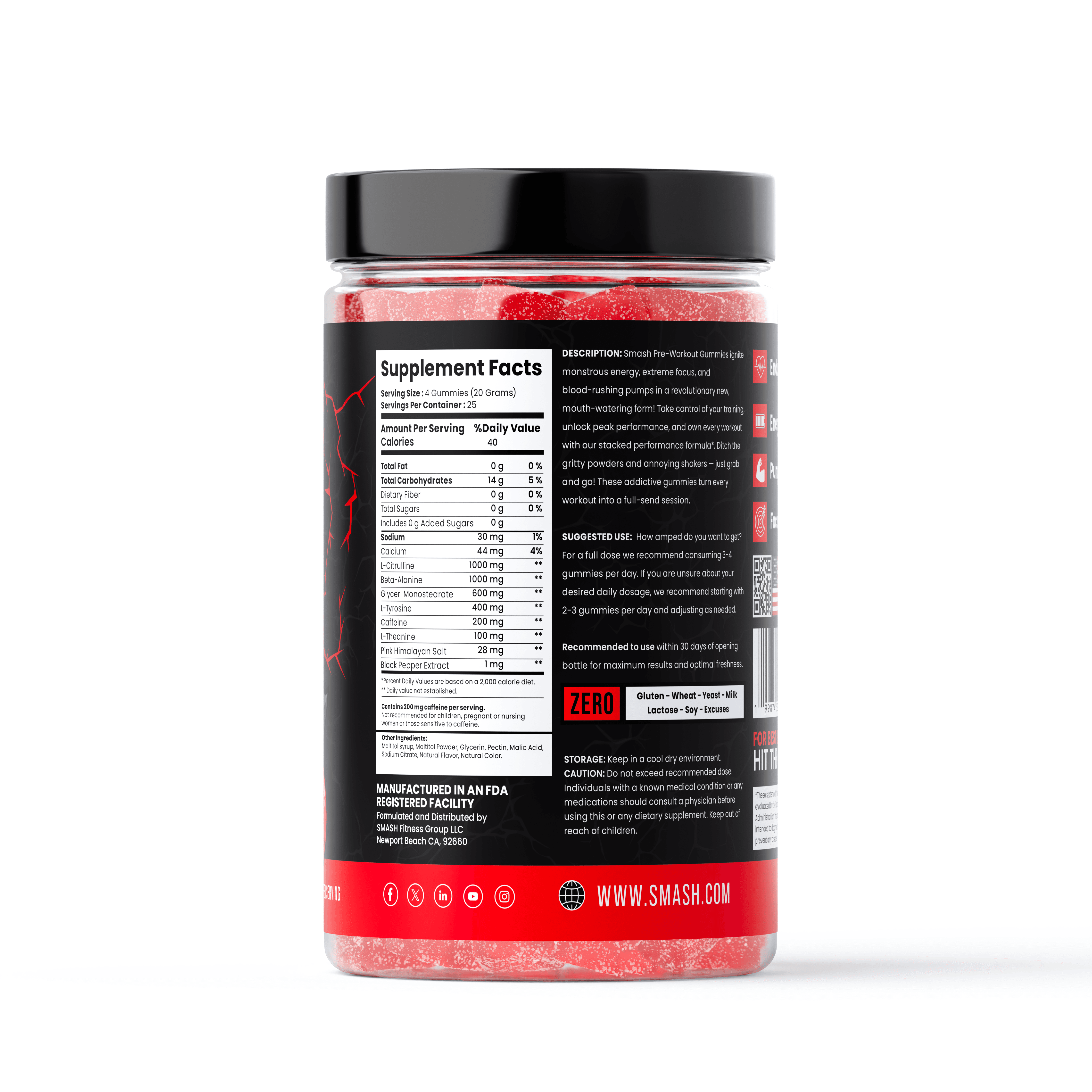 Smash Preworkout Gummies Supplement Facts