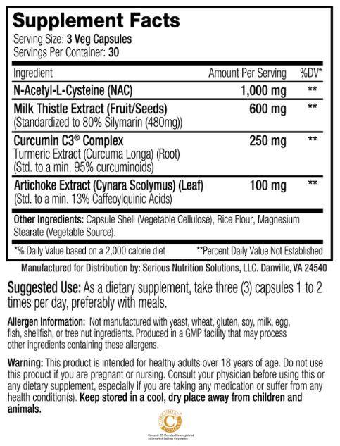 Serious Nutrition Solutions Liver Assist XT 90 Capsules Supp Facts