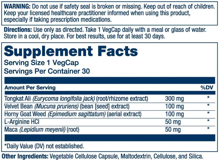 Solaray Libido Support 30 Capsules Supplement Facts