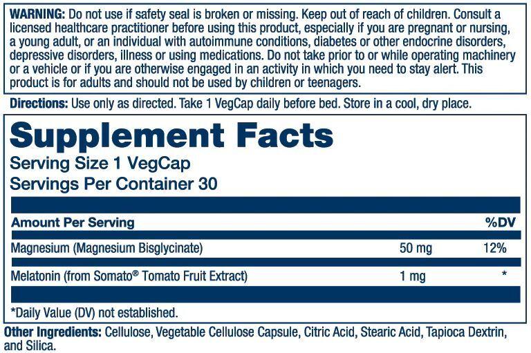 Solaray SleepMag 30 Capsules Supplement Facts