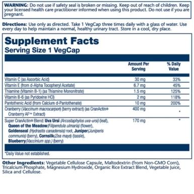 Solaray Super Cranactin 120 Capsules Supplement Facts