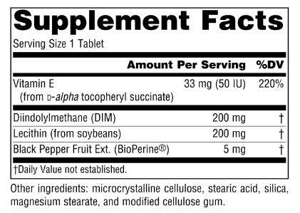 Source Naturals DIM 200mg 60 Tablets Supplement Facts