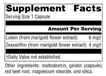 Source Naturals ZEAXANTHIN With Lutein 10mg 60 Capsules Supplement Facts