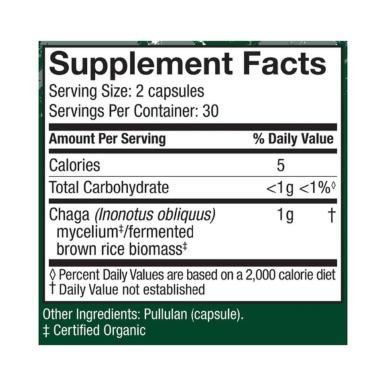 Host Defense Chaga Capsules 60 Count Supplement Facts