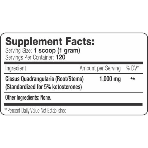 SErious Nutrition Solutions Cissus XT Supplement Facts