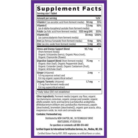 New Chapter Fermented Iron Complex Supplement Facts