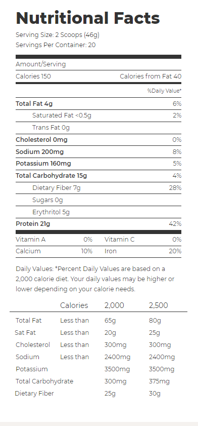 Orgain Organic Protein Supplement Facts