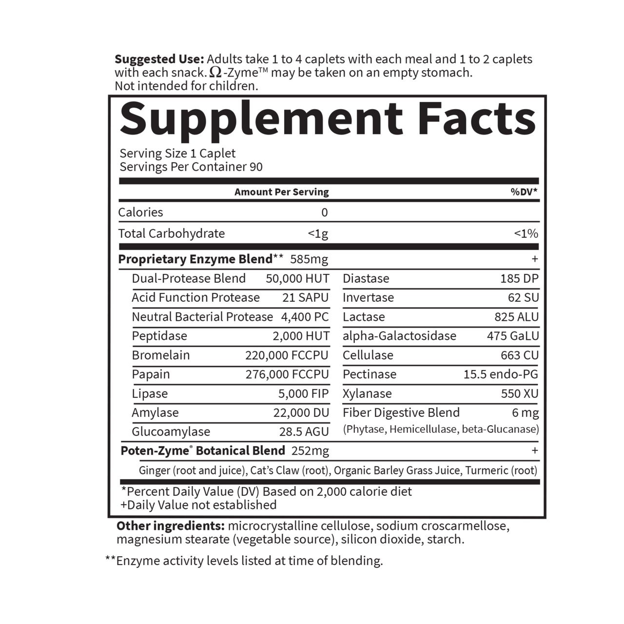 Omega Zyme Supplement Facts