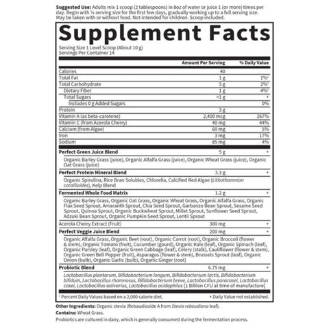 Garden Of Life Perfect Food Super Green Supplement Facts