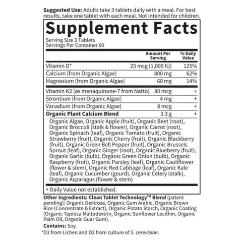 MyKind Organics Plant Calcium Supplement Facts