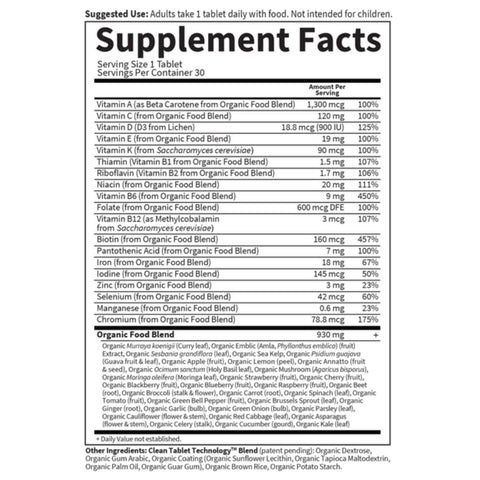 Garden Of Life Prenatal Once Daily Supplement Facts