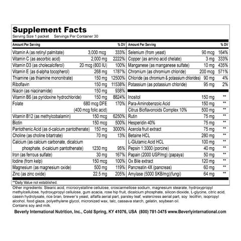 Beverly International Super Pak Supplement Facts