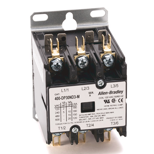 CONTACTOR DE PROPOSITO DEFINIDO, 3O AMP, 3 POLOS, VOLTAJE DE - 400DP30ND3AB1