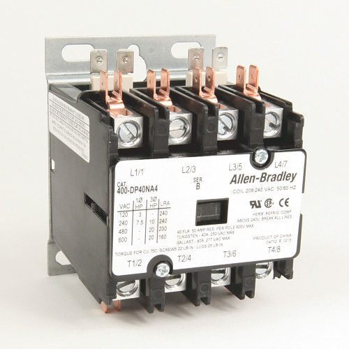 contactor para propósito definido, para una corriente de 40A, para 2 polos, voltaje de bobina 208/24 - 400DP40NA2