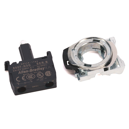 BLOCK LATCH PLASTICO CON LED VERDE INTEGRADO Y 1 N.O - 800FPN3GX10