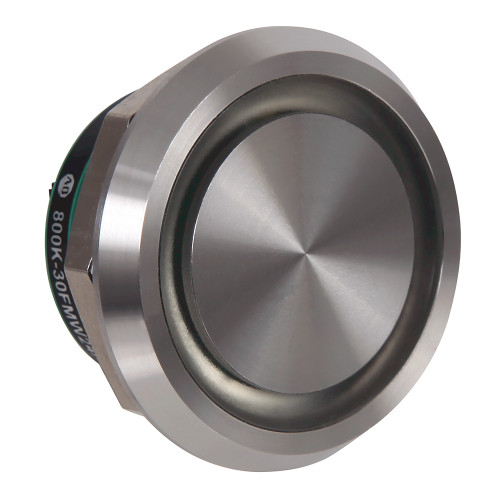 BOTON PULSADOR PIEZOELECTRICO ACERO INOX. 30. 5MM, BLANCO ILUMINADO - 800K30FMW24X10