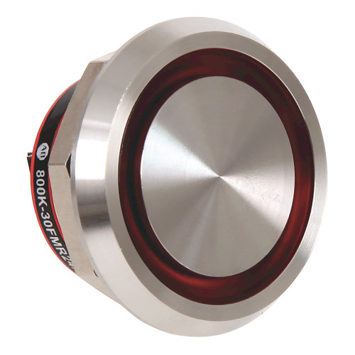 BOTON PULSADOR PIEZOELECTRICO ACERO INOXIDABLE 30.5MM, ROJO ILUMINADO, 24VDC, 1N.C. - 800K30FMR24X01
