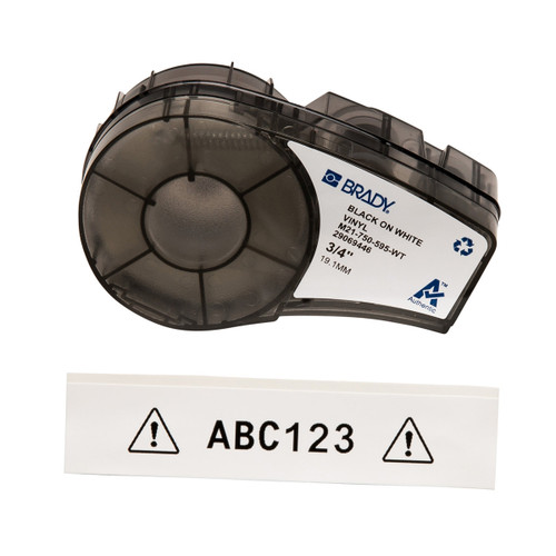 ETIQUETA VINIL 3/4", NEGRO SOBRE BLANCO - M21-750-595-WT