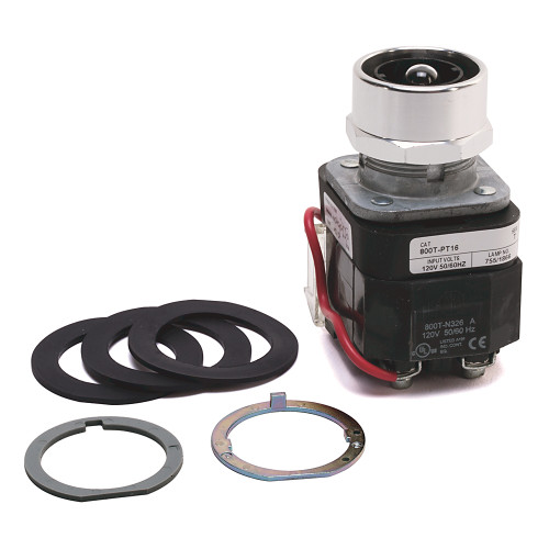 LUZ PILOTO TIPO 4/13 DE 30,5 MM, XFMR, LED, AZUL, 120 V CA 50/60 HZ, 1 NA-1 NC - 800TPTH16B