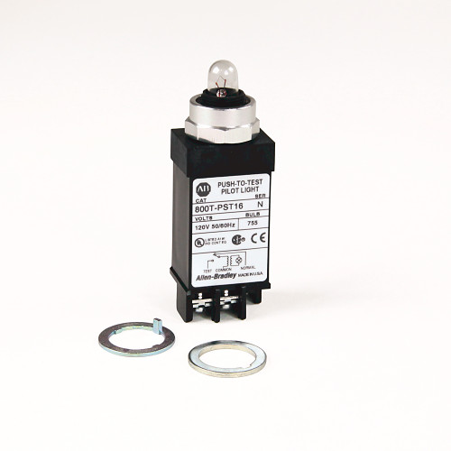 LUZ PILOTO LED AMBAR 800T, CON TRANSFORMADOR O ENTRADA DUAL, PULSADOR DE PRUEBA, 120VCA 50/60 HZ - 800TPSTH16A