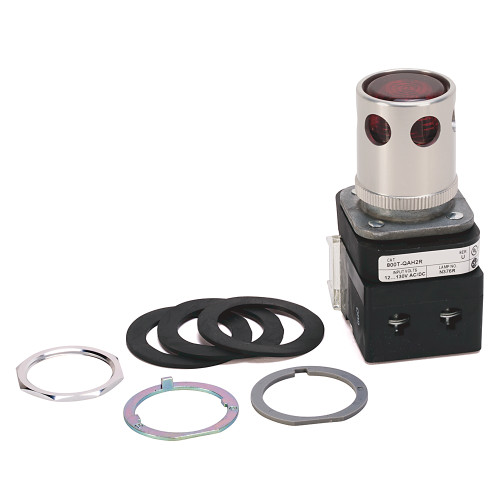 BOTON PULSADOR ROJO ILUMINADO CABEZA EXTENDIDA CON GUARDA INCLUYE UN CONTACTO STD 1NA Y 1 NC - 800TQAH2R