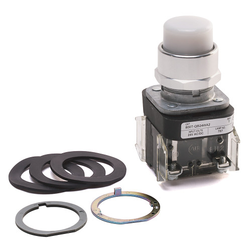 BOTÓN PULSADOR MOMENTÁNEO DE 30 MM, VOLTAJE COMPLETO, 24 V CA / CC, INCANDESCEN - 800TQB24WX