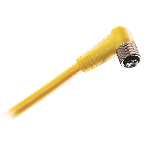 Cable con conector para enroscar, 3 pines, ángulo derecho, conector hembra, color amarillo PUR, cabl - 889PR3UB5