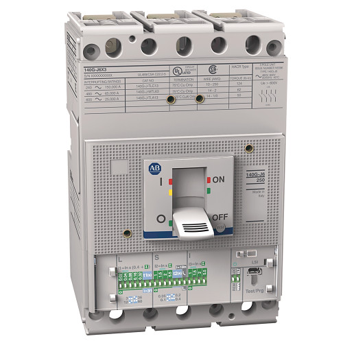 CAJA MOLDEADA CKT-BKR, MARCO J DE 250A, 65 KA A 480 V, 3 POLOS,100 A,80 POR CIENTO MCCB, SIN MONTAJE - 140GJ6H3D10