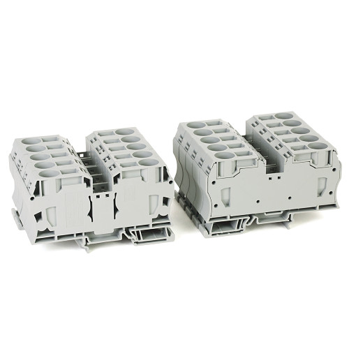 BLOQUE DE TERMINALES IEC,CALIBRE 30….12 AWG, 20 AMPS, COLOR GRIS, CONEXIÓN POR RESORTES. - 1492L3P