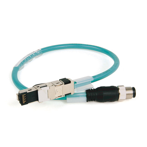 CABLE DE 4 CONDUCTORES, M12, MACHO RECTO, ESTÁNDAR, RJ45, MACHO RECTO, VERDE AZULADO PUR - 1585DM4UBJM45