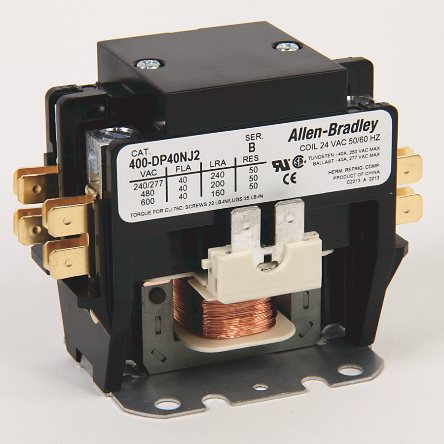 CONTACTOR DE PROPOSITO DEFINIDO, 40A, 2 POLOS, TIPO ABIERTO, VOLTAJE DE CONTROL A 24V 50/60Hz - 400DP40NJ2