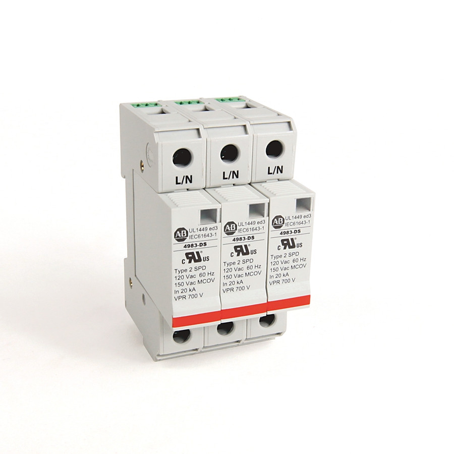 Supresor de picos 120v, 40ka, 3 polos, montaje en riel din. - 4983DS120403
