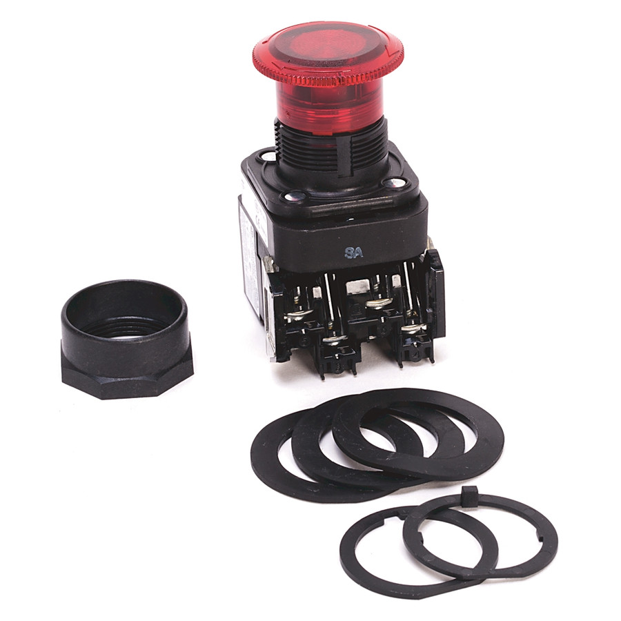 BOTON PULSADOR ROJO ILUMINADO, 30.5 MM TIPO 4/4X/13 2 POS. PUSH-PULL/TWIST, ROJO, MUSHRM HD, LED - 800HCFRXTQH2RG1