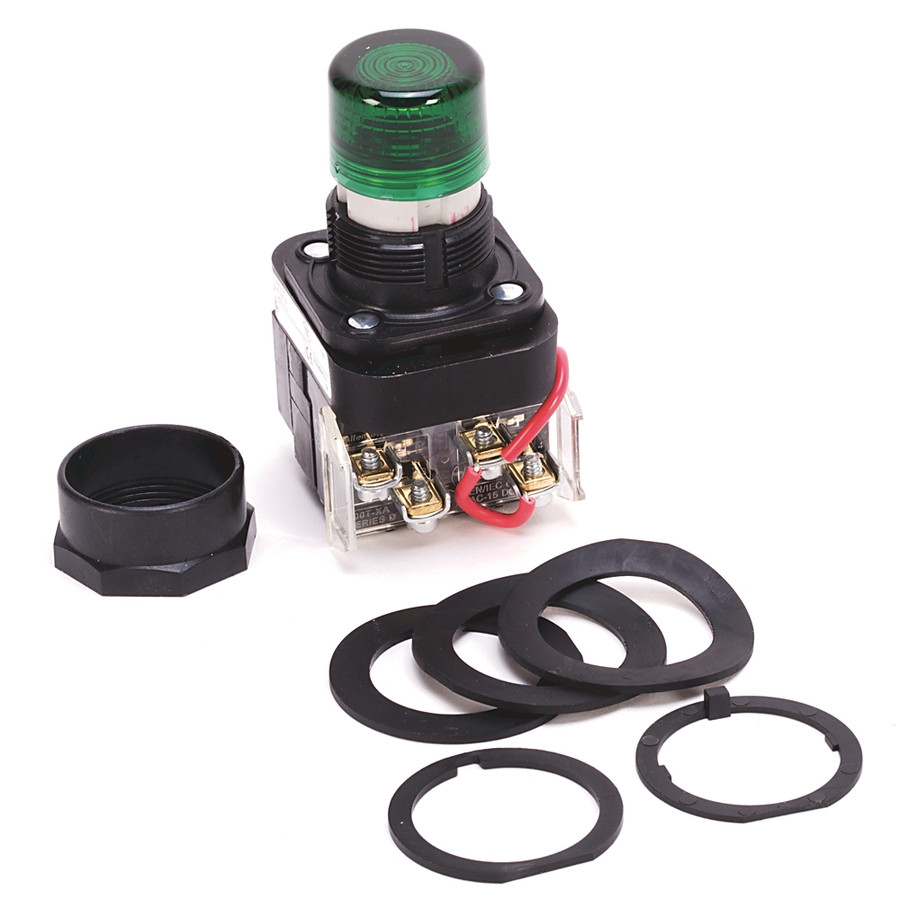 LUZ PILOTO, LED VERDE, PUSH-TO-TEST,SIN GUARDAS,1N.C. 1NO. - 800HPRTH16G