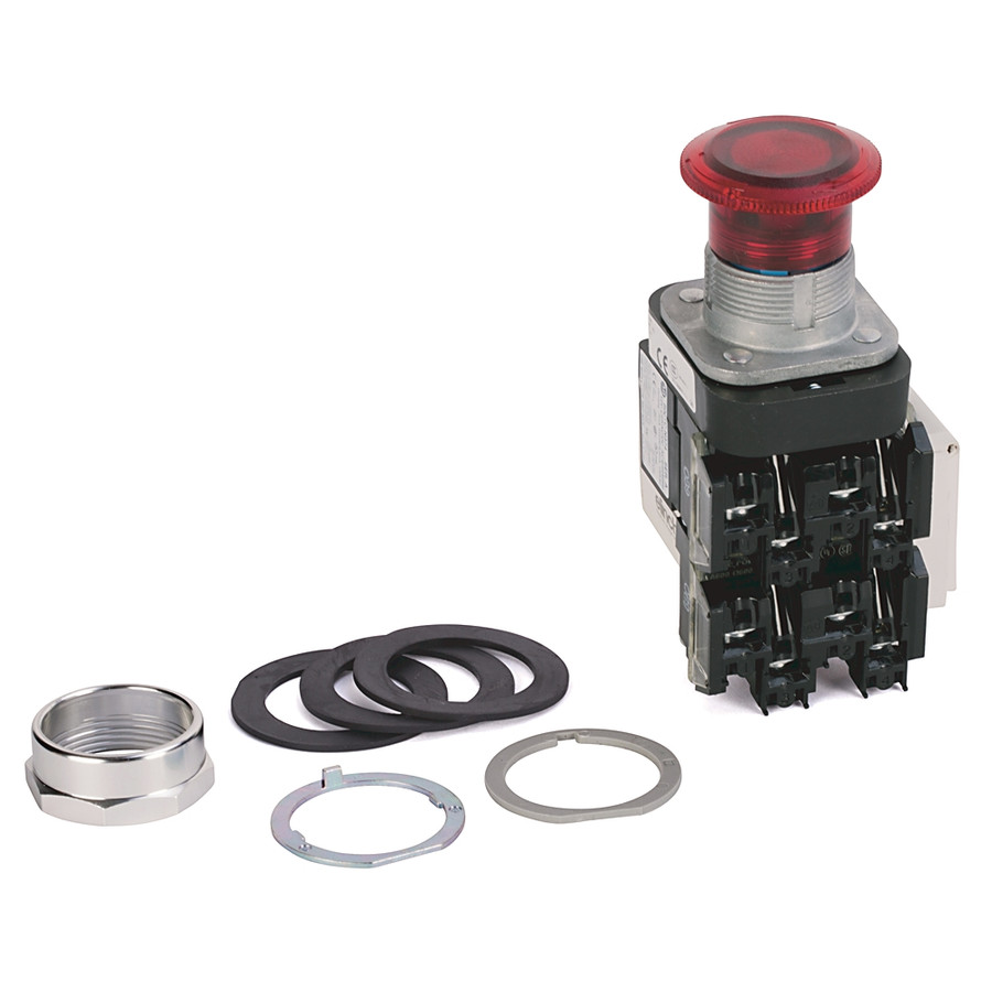 BOTON 30.5 MM PB-ILLUM., PUSH-PULL/TWIST, ROJO CABEZA DE HONGO 12-130V AC/DC, 1 NCLB AUTO MON, CON P - 800TCFXTQH2RD4S