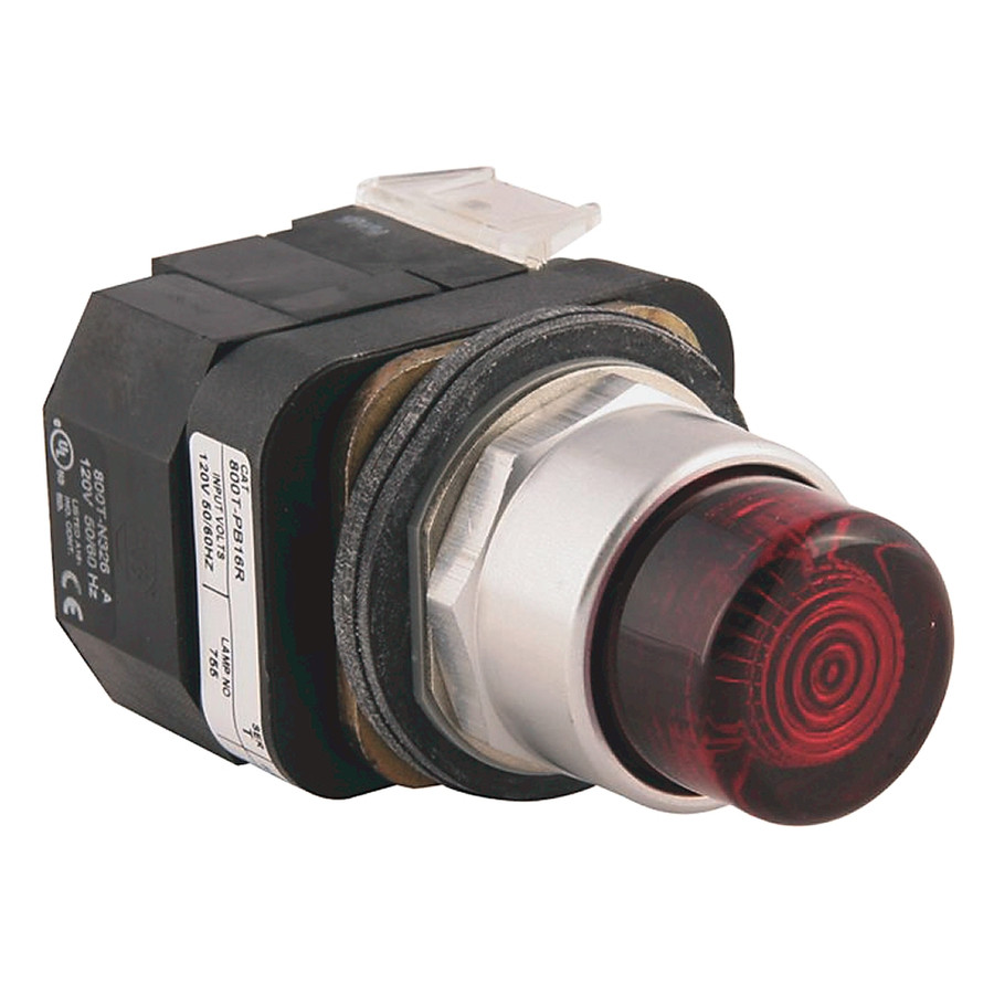 BOTON 30.5MM CABEZA EXTENDIDA, ILUMINADO, COLOR ROJO LED  120V AC 1N.O-1N.C - 800TPBH16R