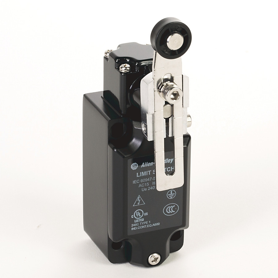 INTERRUPTOR DE LÍMITE, PALANCA AJUSTABLE CON RODILLO DE NYLON, 1 NC / 1 NO, DE ACCIÓN RÁPIDA, 1/2 NP - 802KMALS11E