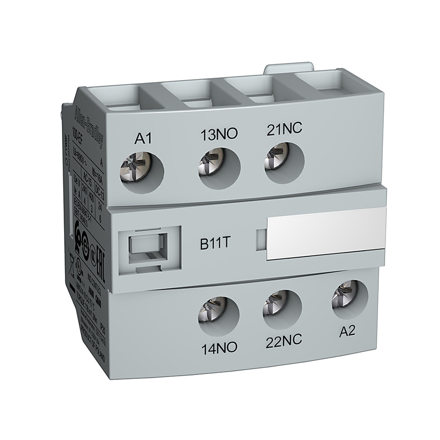 CONTACTO AUXILIAR, 1 NA 1 NC, MONTAJE FRONTAL CON BLOQUES DE TERMINALES DE BOBINA, PARA CONTACTORES - 100EFB11T