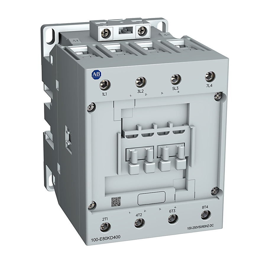 CONTACTOR, 80 A, 250-500 V 50-60 HZ/250-500 V CC, 2 POLOS NO 2 NC CONTACTO AUXILIAR 0 N.A. 0 NC - 100E80KN200