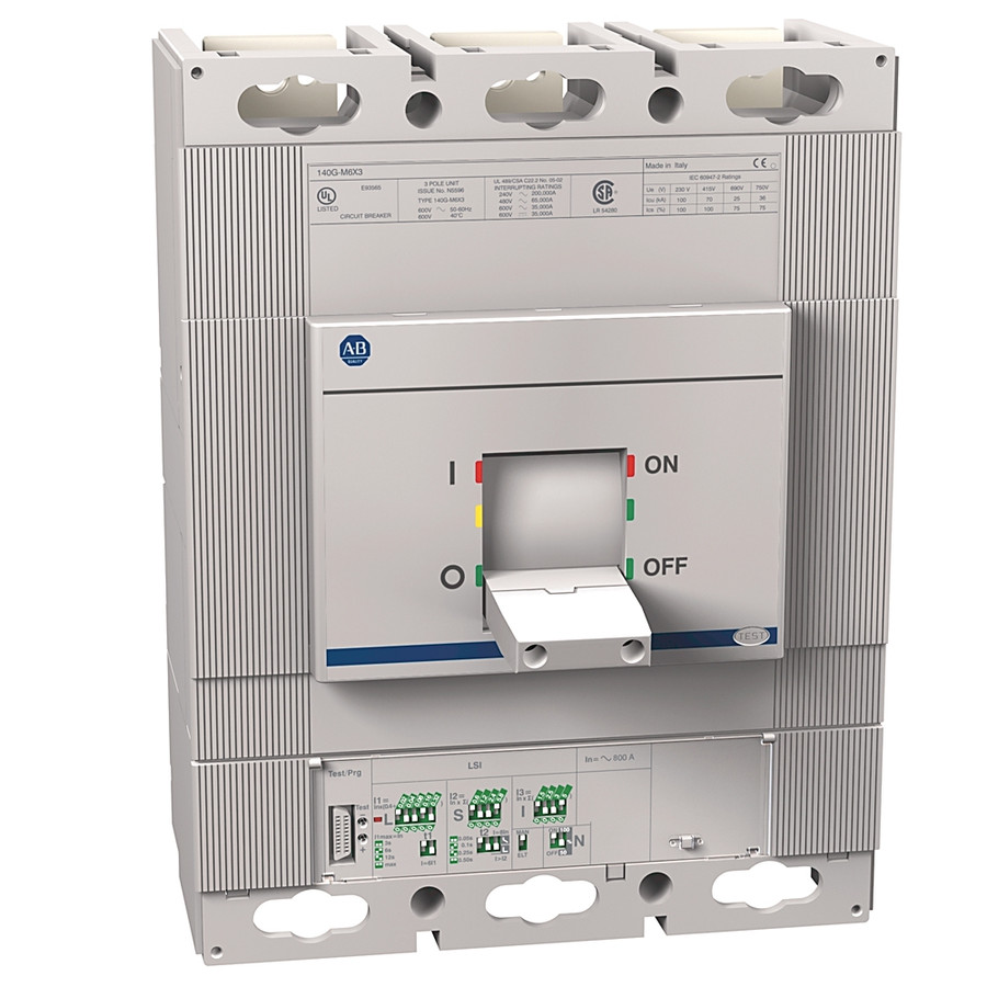 INTERRUPTOR TERMOMAGNETICO 600AMPR, CAJA MOLDEADA 480V, 65KA, 3 POLOS, ENCERAMIENTO M, - 140GM6H3D60
