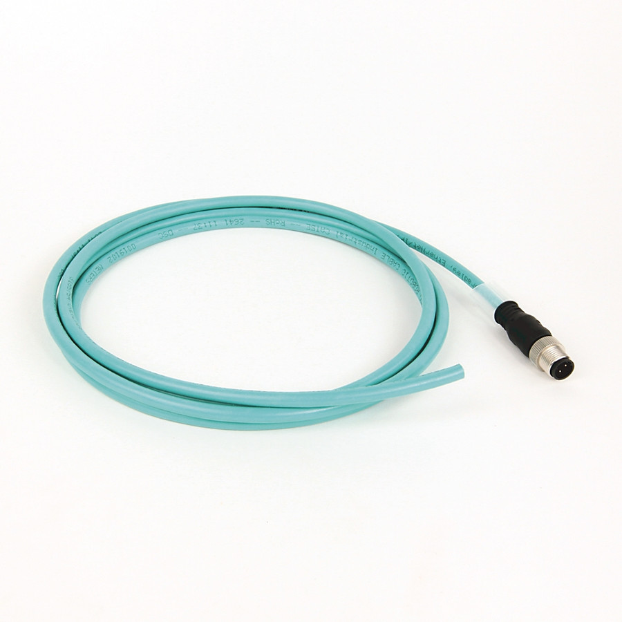 CABLE ETHERNET, 4 CONDUCTORES, M12, MACHO RECTO, ESTANDAR, FLYING LEADS, TEAL PUR, BLINDADO, 100BAS - 1585DM4UB20