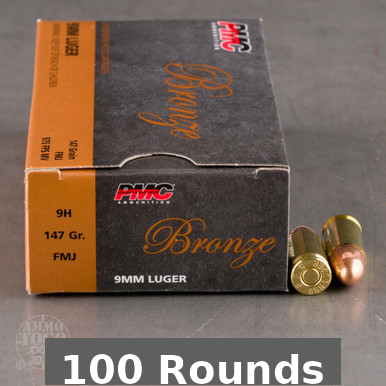 C Bronze 9mm 147 Grain Full Metal Jacket 100 Rounds Ammo