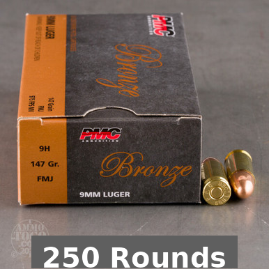 C Bronze 9mm 147 Grain Full Metal Jacket 250 Rounds Ammo