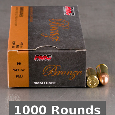C Bronze 9mm 147 Grain Full Metal Jacket 1000 Rounds Ammo